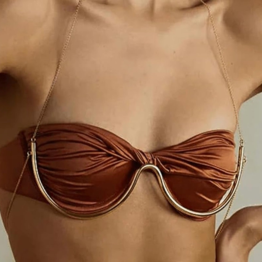 Rave gold bra chain harness top festival gold empress goddess festival boho sexy